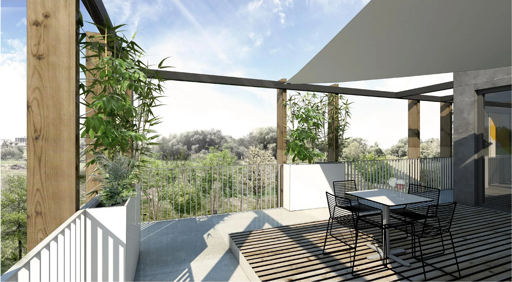 Terasy a zeleň v projekte Borievky Stupava